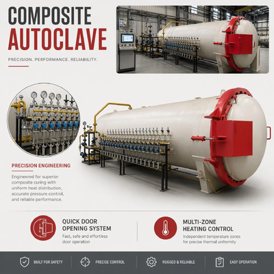 Autoclave a stampa a caldo certificata CE utilizzata nella produzione di fibra di vetro in FRP Circolazione termicamente uniforme