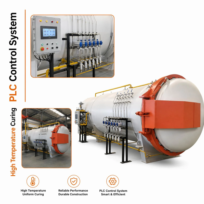 Autoclave composita approvata ISO applicata in officina di componenti di aeromobili riscaldamento uniforme alta pressione a prova di esplosione