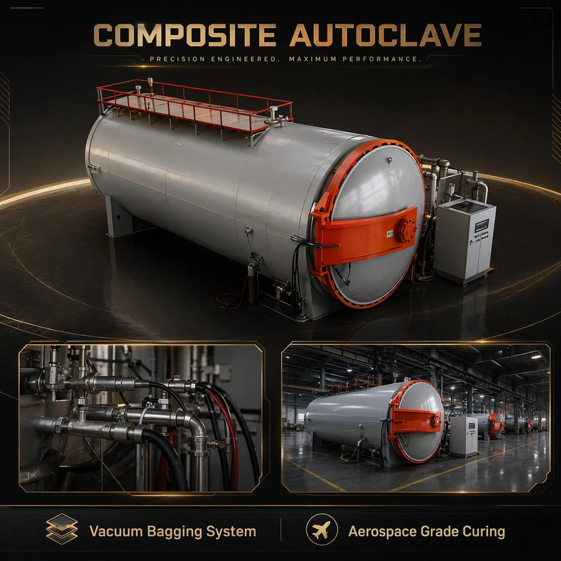 Autoclave industriale certificata CE utilizzata nella lavorazione aerospaziale della fibra di carbonio Composito a tenuta stagna con controllo del vuoto a temperatura precisa