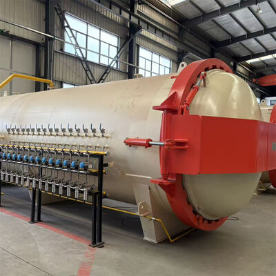 Autoclave industriale con pressa a caldo certificata CE per la polimerizzazione di lastre in fibra di carbonio. Controllo automatico completo resistente all'alta pressione